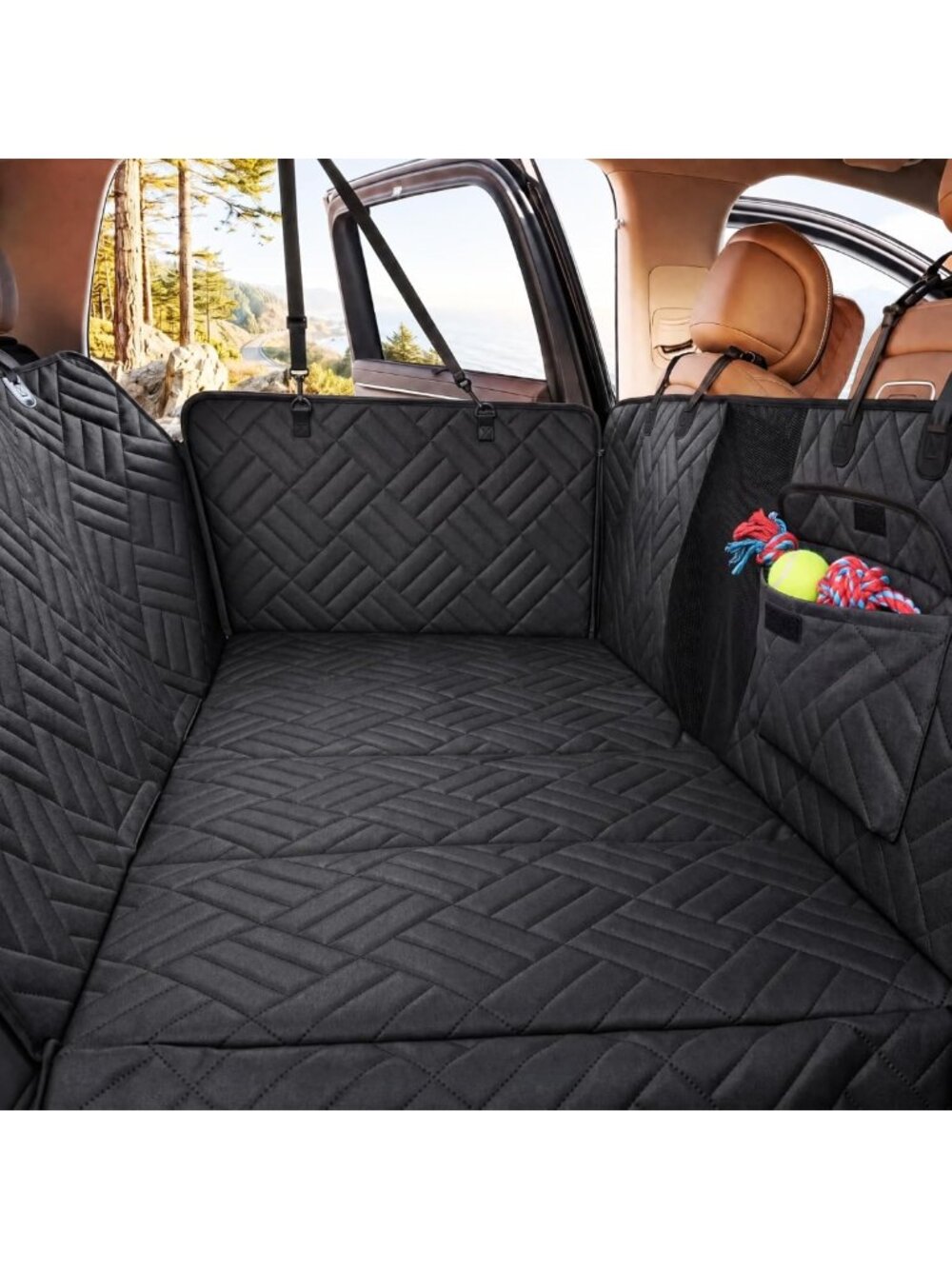 Waterproof Dog Car Seat Cover Hammock, Hard Bottom, Heavy-Duty for 400lbs Pets